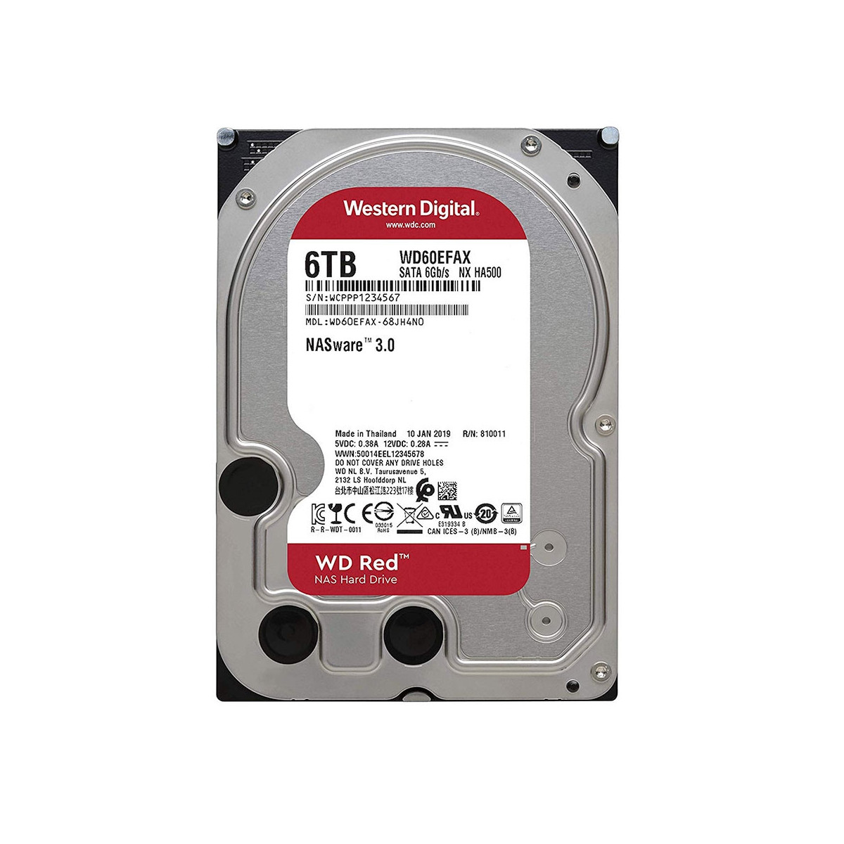 WESTERN DIGITAL WD RED HDD NAS 6TB (WD60EFAX) - HARD DISK INTERNO - 3.5 - IDEALE PER NAS