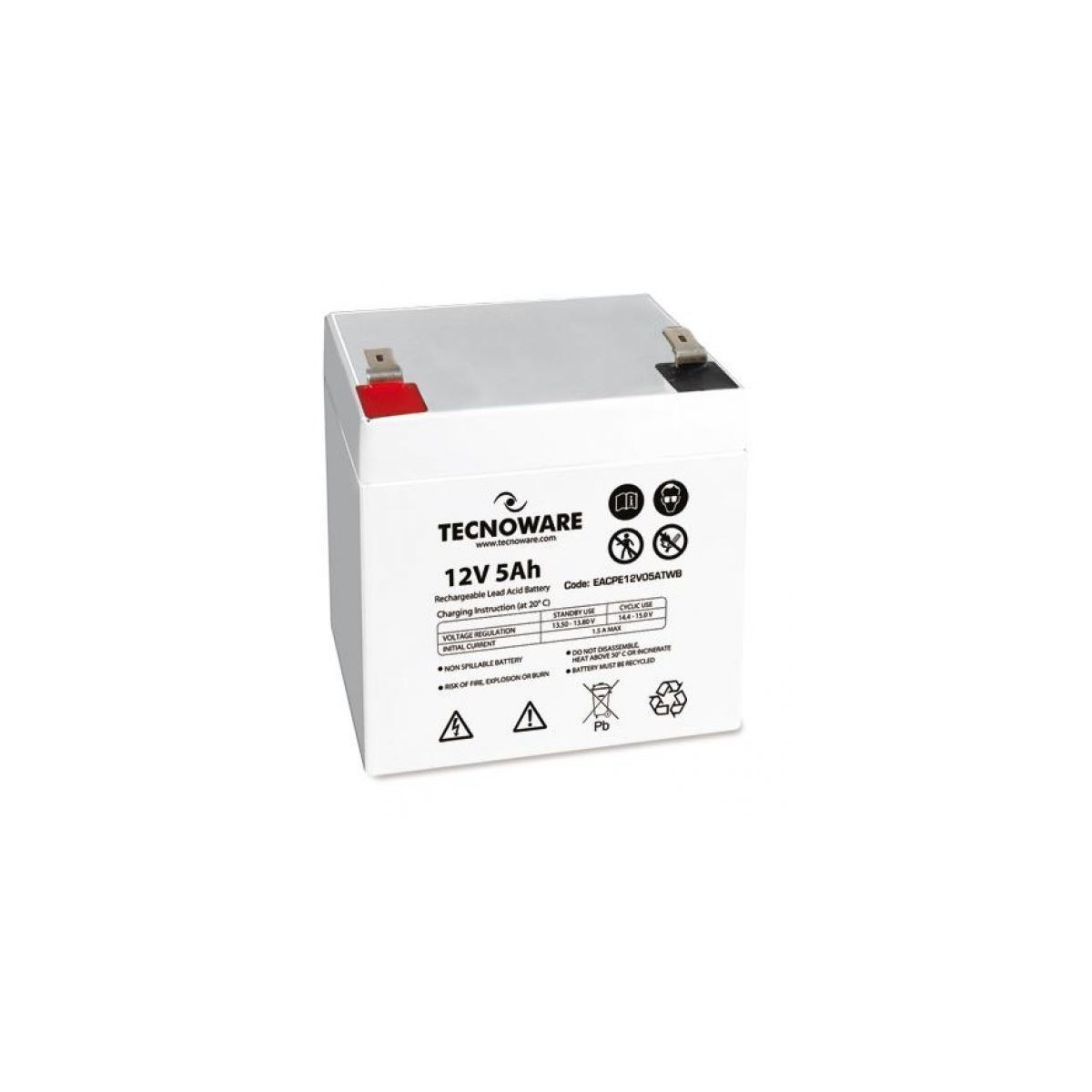 TECNOWARE POWER BATTERY 12V 5AH (EACPE12V05ATWB) - BATTERIA ERMETICA AL PIOMBO - FASTON 6.3 MM