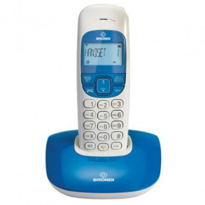 BRONDI NICE (BIANCO/BLU) - TELEFONO CORDLESS - VIVAVOCE - ECO DECT - SVEGLIA