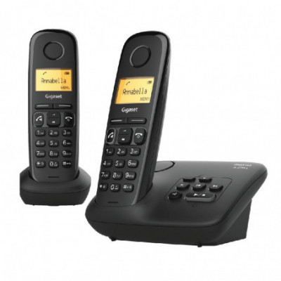 GIGASET A270A DUO (NERO) - TELEFONO CORDLESS DOPPIO - FUNZIONE SVEGLIA - VIVAVOCE - SEGRETERIA