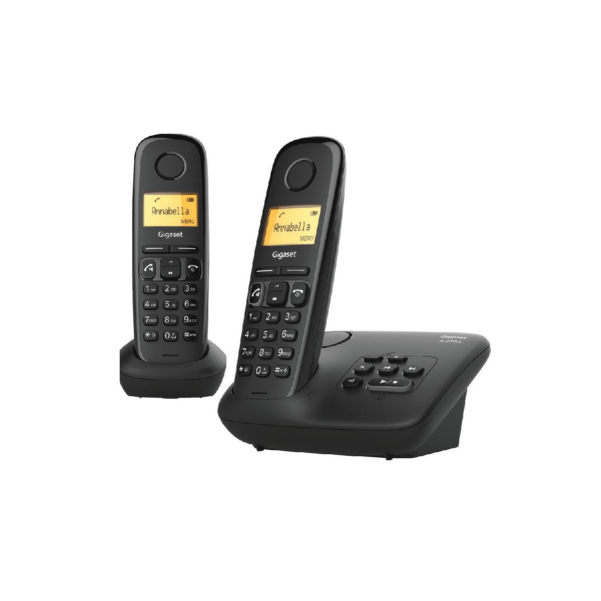 GIGASET A270A DUO (NERO) - TELEFONO CORDLESS DOPPIO - FUNZIONE SVEGLIA - VIVAVOCE - SEGRETERIA