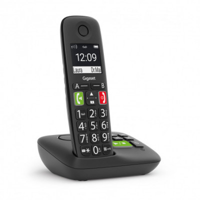 GIGASET E290A (NERO) - TELEFONO CORDLESS SENIOR  - VIVAVOCE - TASTI GRANDI - SEGRETERIA