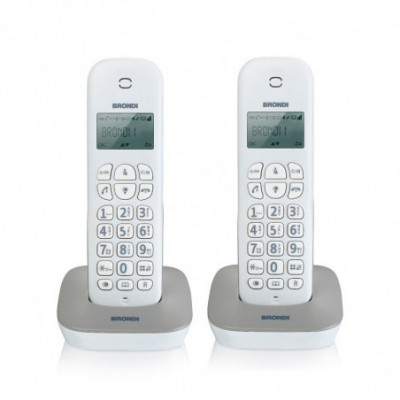 BRONDI GALA TWIN (BIANCO/GRIGIO) - TELEFONO CORDLESS DOPPIO - ECO DECT - SVEGLIA