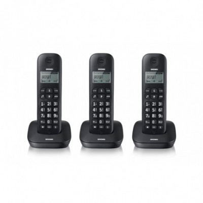 BRONDI GALA TRIO (NERO) - TELEFONO CORDLESS TRIPLO - ECO DECT - SVEGLIA