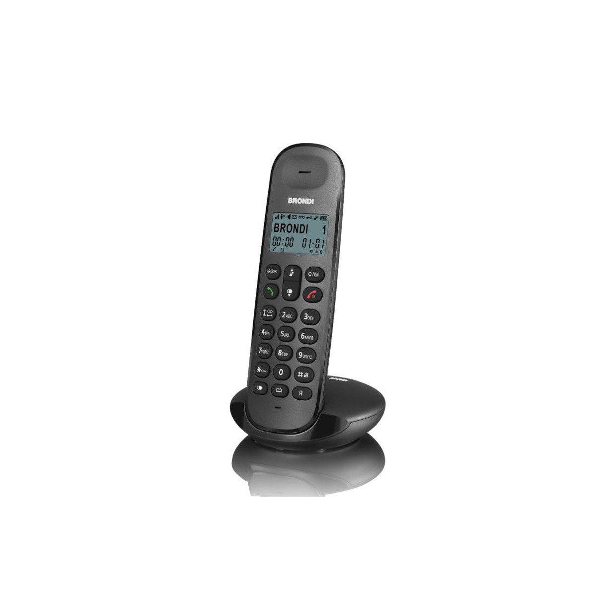 BRONDI LOTUS (NERO) - TELEFONO CORDLESS - ECO DECT - DECT GAP - SVEGLIA