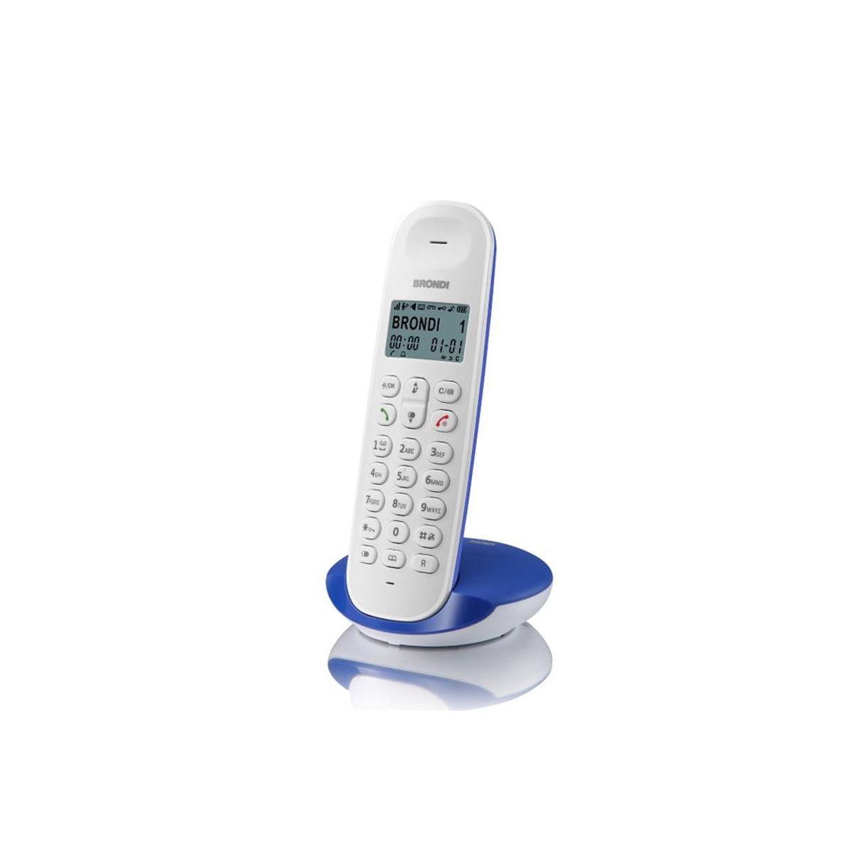 BRONDI LOTUS (BIANCO/BLUE) - TELEFONO CORDLESS - ECO DECT - DECT GAP - SVEGLIA