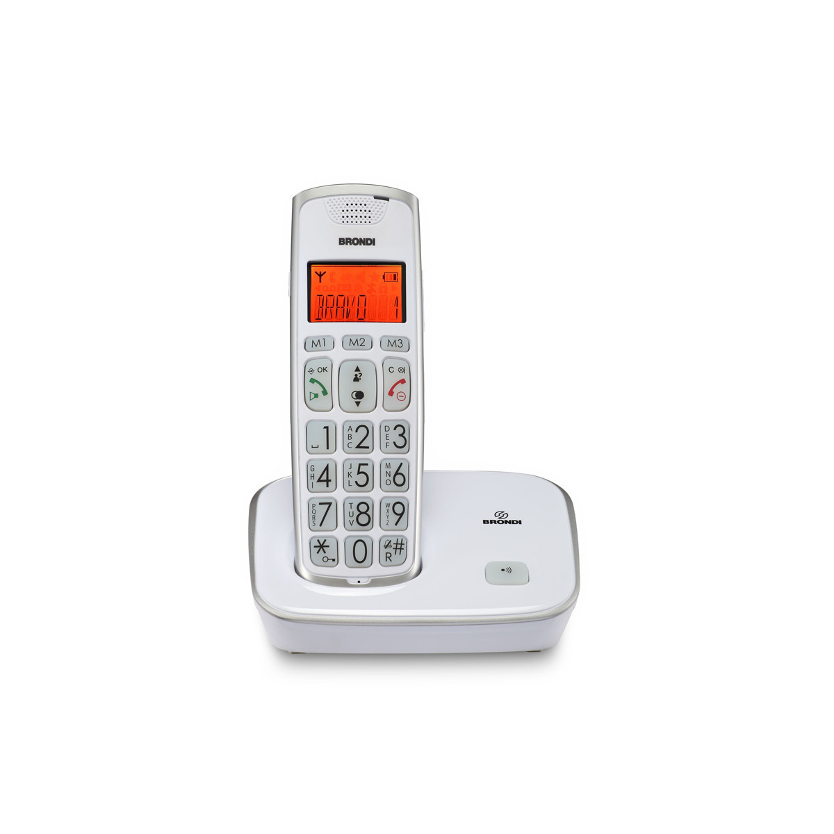 BRONDI BRAVO GOLD 2 (BIANCO) - TELEFONO CORDLESS - TASTI GRANDI - VIVAVOCE - DISPLAY RETROILLUMINATO