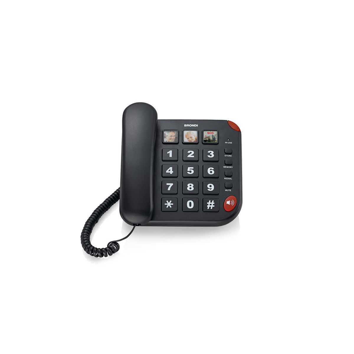 BRONDI BRAVO 15 (NERO) - TELEFONO CORDED - TASTI GRANDI - VIVAVOCE