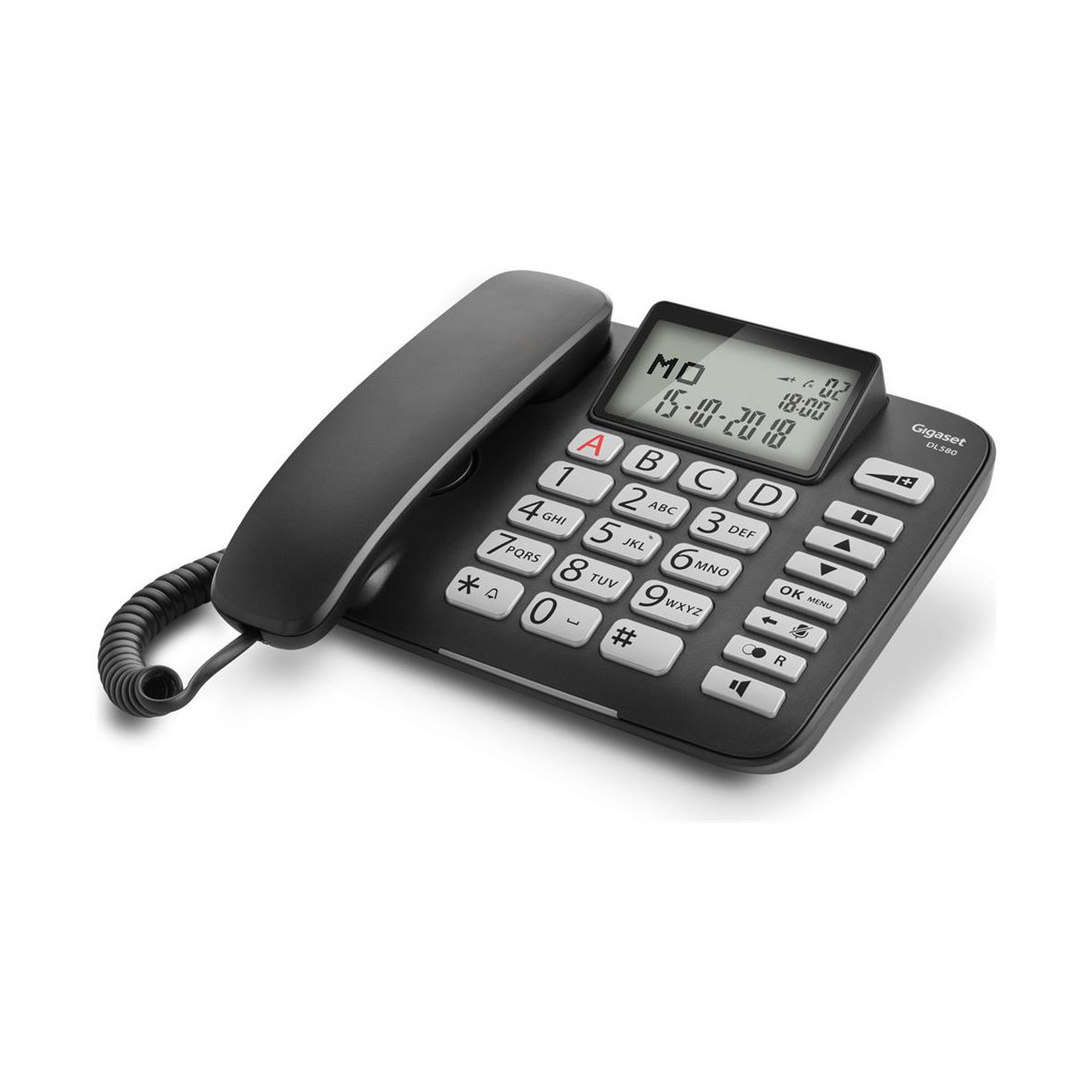 GIGASET DL580 (NERO) - TELEFONO CORDED - MAXI DISPLAY - TASTI GRANDI - SUONO AMPLIFICATO