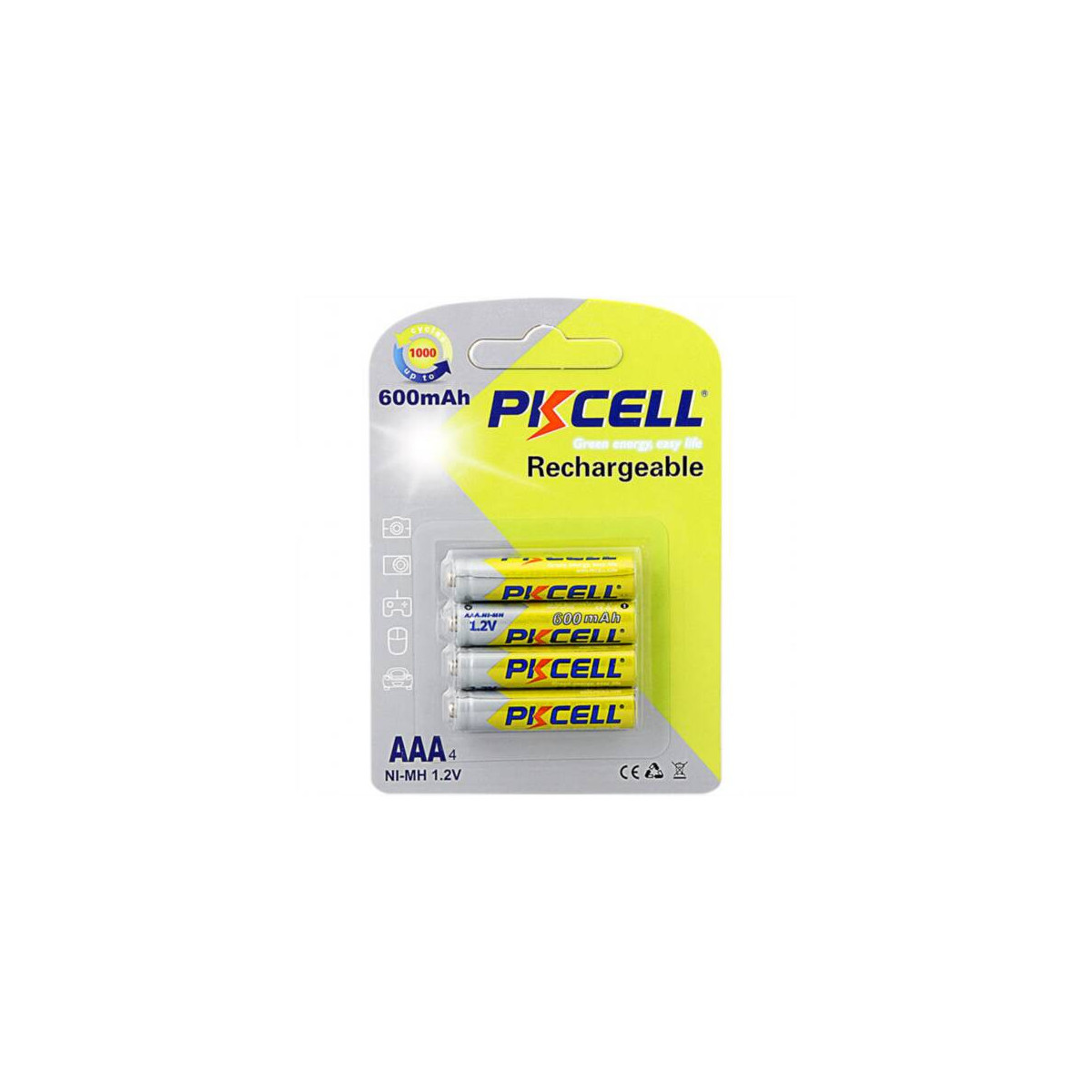 BLISTER 4 MINISTILO RICARICABILI PKCELL AAA NI-MH 600 MAH 1.2V