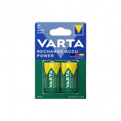 BLISTER 2 BATTERIE RICARICABILI VARTA 1/2 Torcia (C) NI-MH 3000mAh 1.2V