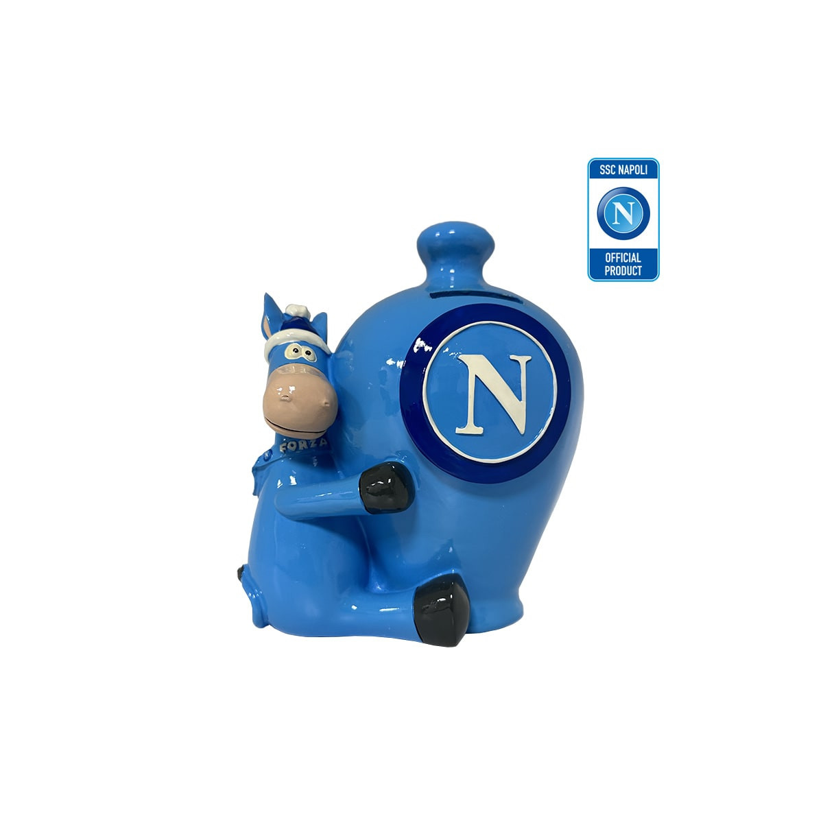 NAPOLI HM-07-NP - SALVADANAIO MASCOTTE ASINO RICHIUDIBILE