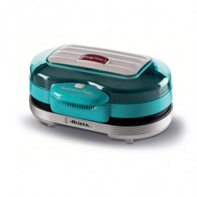 ARIETE HAMBURGER MAKER (PARTY TIME) (0205/01) - CELESTE- GRIGLIA ELETTRICA DA TAVOLO  - DOPPIA PISTRA - 1200W