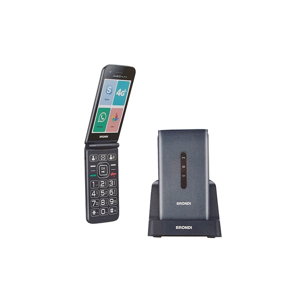 BRONDI AMICO FLIP 4G (ARGENTO) - TELEFONO CELLULARE SENIOR