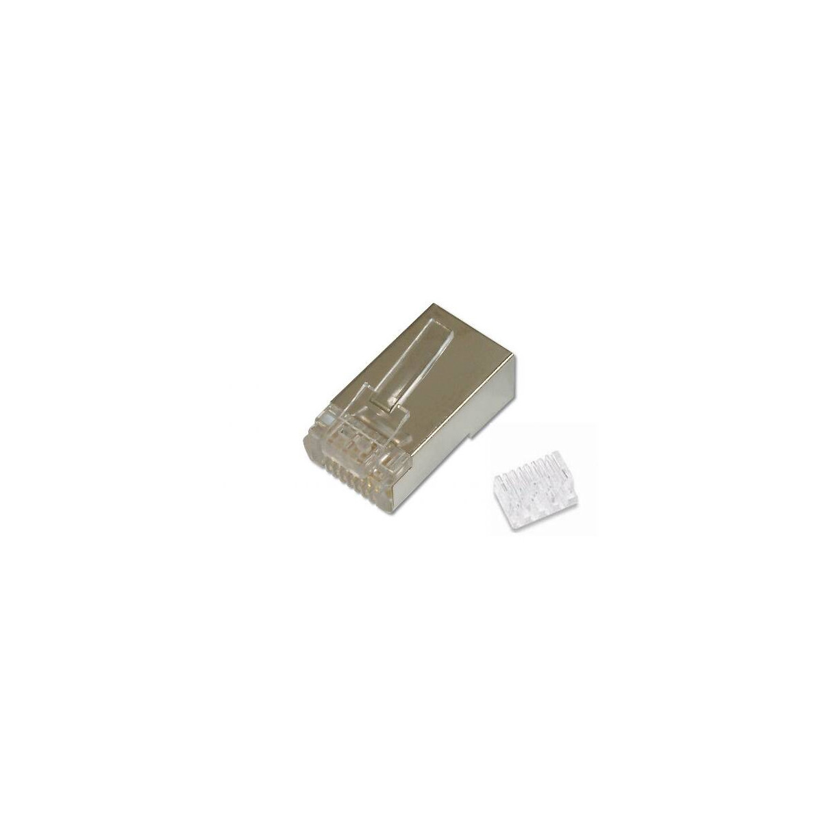 CONNETTORE PLUG 8 POLI SCHERMATO CAT.6 RJ45 CON INSERITORE PER CAVO RETE FLESSIBILE