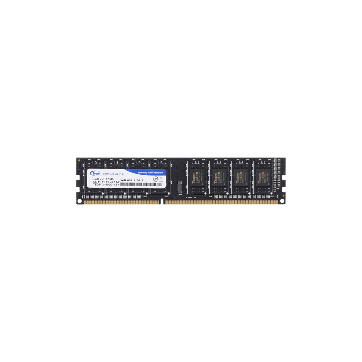 TEAM GROUP DESKTOP RAM 4GB - DDR3 - PC1600 (TED34G1600C1101)