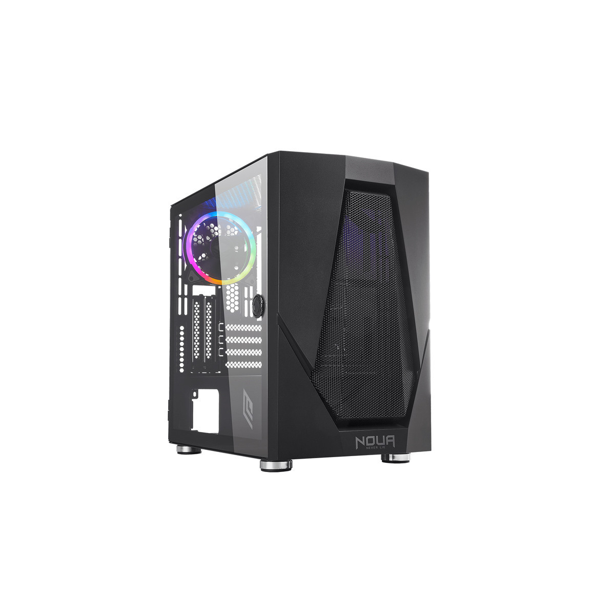 NOUA FOBIA L5 - CASE MINI TOWER BLACK - PANNELLO VETRO CON CERNIERE - FRONTALE MESHATO - FLUSSO ARIA OTTIMIZZATO