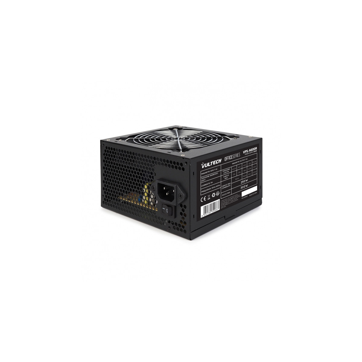 VULTECH VPS-A600R - ALIMENTATORE ATX 300W CON VENTOLA DA 12CM TERMOREGOLATA - RETAIL