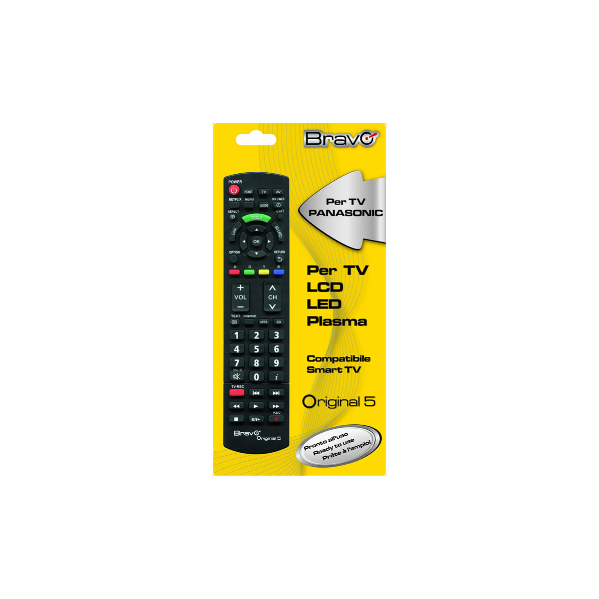 BRAVO ORIGINAL 5 (90202051) - TELECOMANDO COMPATIBILE FEDELMENTE RIPRODOTTO PER TV PANASONIC