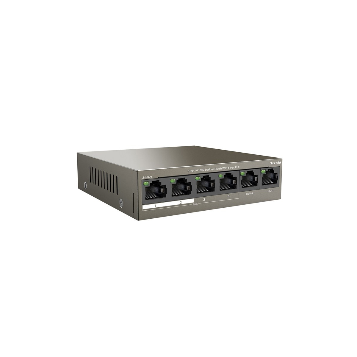 TENDA TEF1106P-4-63W - DESKTOP SWITCH 6 PORTE CON 4 PORTE POE + 2 PORTE FE (DATA+NVR) - 10/100 MBPS - CHASSIS METALLO